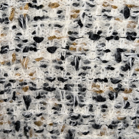 NEW Freshman 1996 Cream Tweed Fuzzy Knit Gold Crested Button Crop Cardigan - S - Picture 12 of 12